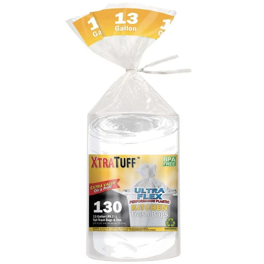 30103 XtraTuff Trash Bag Kitchen White 13G 130CT Bag (12/CS)
