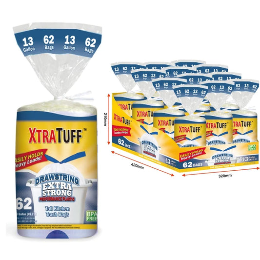 30150 Xtratuff Trash Bag Drawstring 13G 62CT (12/CS)