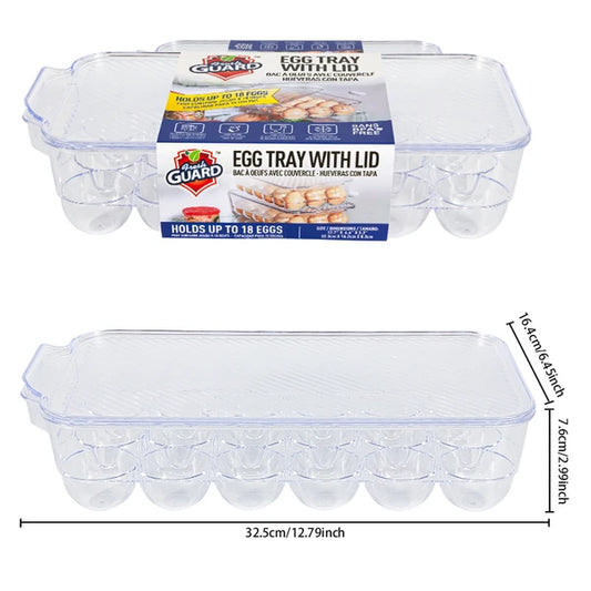 38231 Fresh Guard 18ct Egg Tray w/Lid 12.7x6.4x3.2 inch (6/CS)