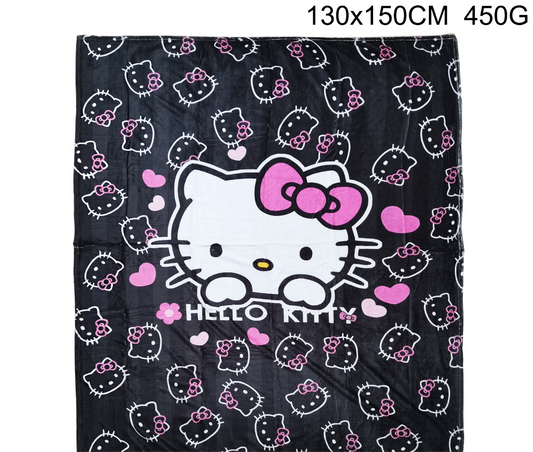 SS4316-46 Throw Hello Kitty Black/Pink 130x150cm (10pcs)