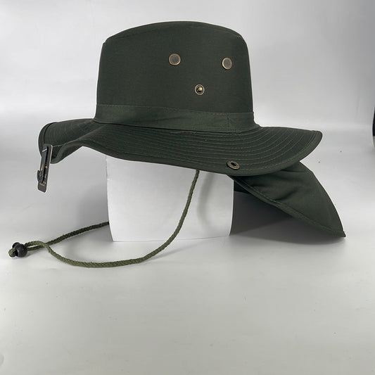 HPJ-4013  Summer Bucket Hat Net Flap Olive Green  (12pcs)