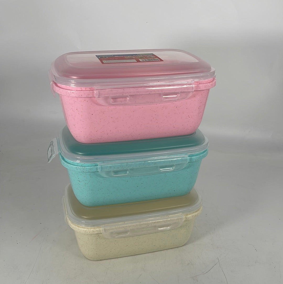 61250D Locking Rectangular Food Container, 3 Asst Colors. Size: 9.35" x 6" (48)