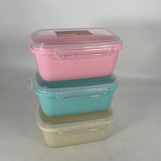 61250D Locking Rectangular Food Container, 3 Asst Colors. Size: 9.35" x 6" (48)