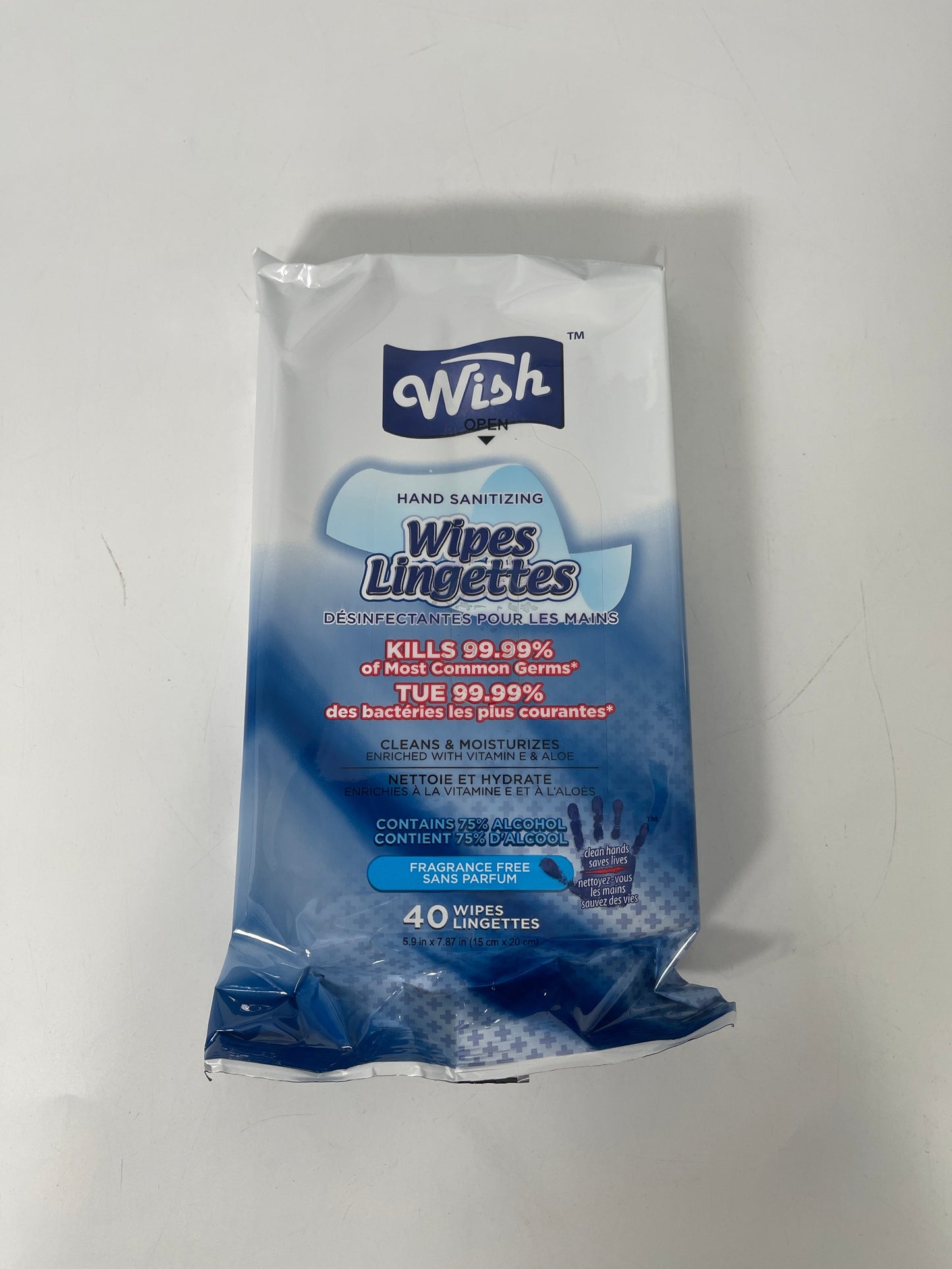 60405 Wish Hand Sanitizing Wipes  Fragrance Free (24pcs)