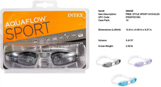 55682E INTEX FREE STYLE SPORT GOGGLES (12/CS)
