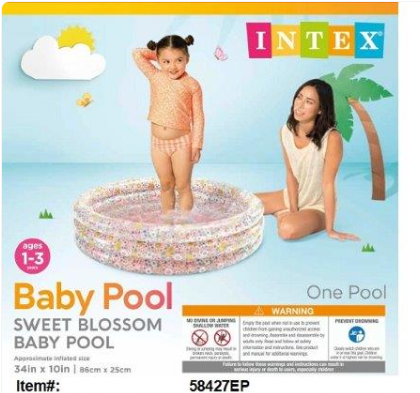 58427EP 34X10"INTEX SWEET BLOSSOM BABY POOL (6/CS)