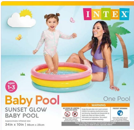 58924EP 34X10"INTEX SUNSET GLOW BABY POOL (6/CS)