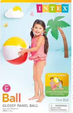 59020EP 20"INTEX INFLATABLE GLOSSY PANEL BEACH BALL (36/CS)