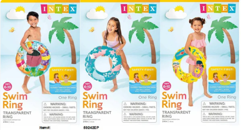 59242EP 24"INTEX TRANSPARENT SWIM RING 3 DESIGNS MIX (36/CS)