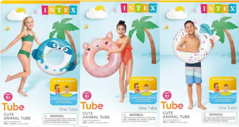 59266EP 33"X30 INTEX CUTE ANIMAL TUBE SWIM RING (24/CS)