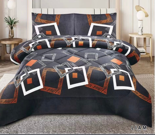 4515K PRINTED    BORREGO BLANKET KING  SIZE - LIAM   (7pcs)