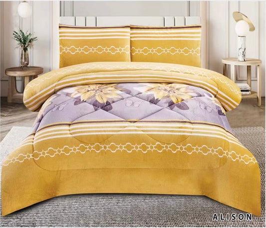 4515Q  PRINTED  BORREGO BLANKET QUEEN SIZE -  ALISON  (7pcs)