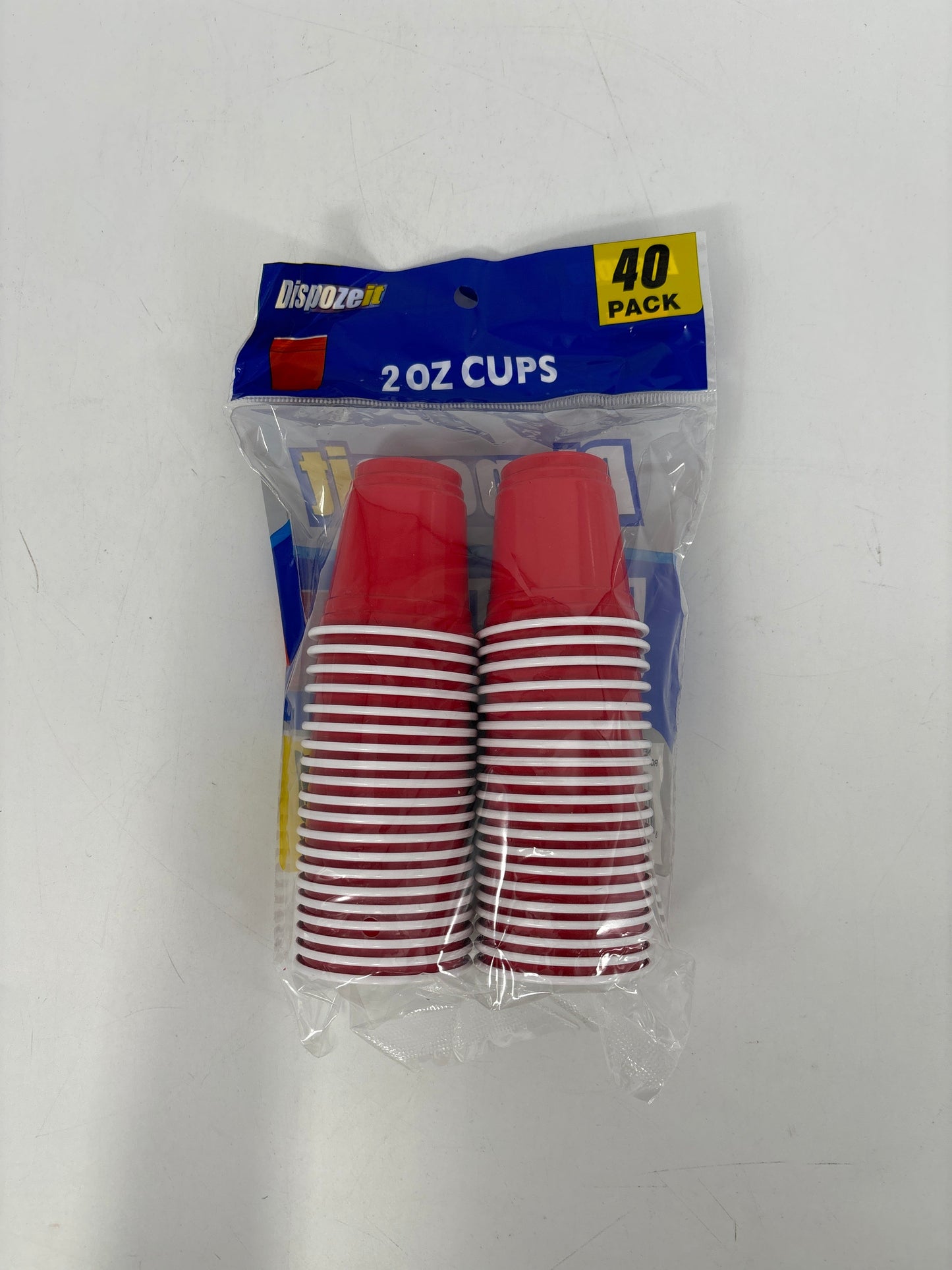 21159 Dispozeit Plastic Cup 2oz 40ct 2.5gr Regular 2 Tone Red and White (48)