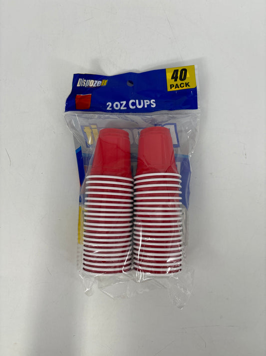 21159 Dispozeit Plastic Cup 2oz 40ct 2.5gr Regular 2 Tone Red and White (48)