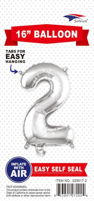 16IN SILVER BALLOON - 2 25017-2 (12/DZ)