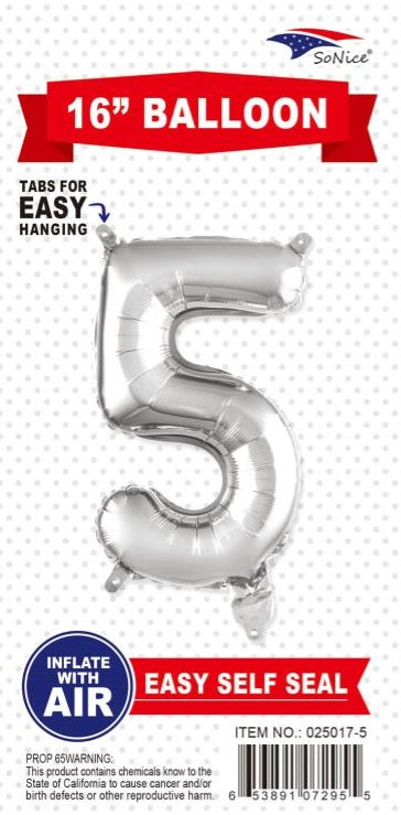 16IN SILVER BALLOON - 5 25017-5 (12/DZ)