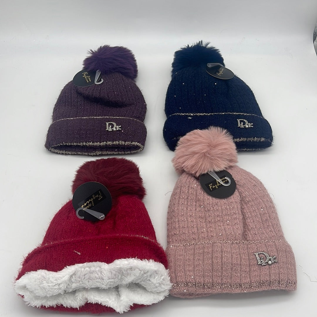 AHT1068Pompom beanie (12PCS) (10DZ/CS) CHECKED