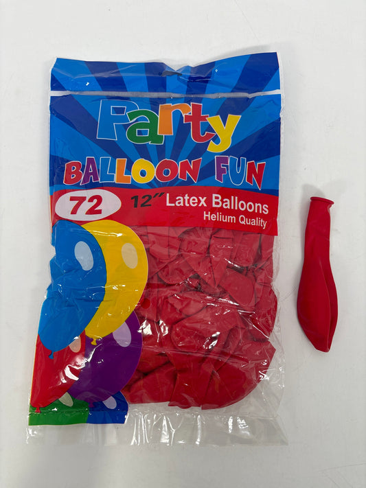 BA-RD-12IN Ballon Latex  12" Red (25pcs)