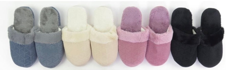 SL476 WINTER SLIPPERS WITH COMFY FAUX FUR (12pcs) (6DZ/case) CHECKED