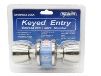 999695 ENTRY DOOR LOCK+3KEYS SIL COL (24/CS)