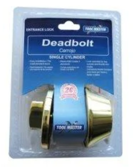 999706 SINGLE DEADBOLT DOOR LOCK GOLD COL (24/CS)