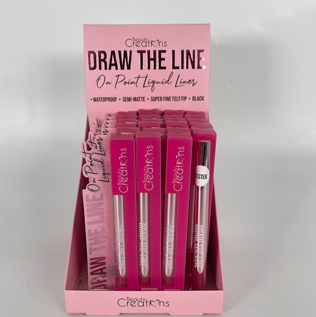 EL-3 BC DRAWTHE LINE- ON POINT LIQUID LINER DISPLAY( 23PCS)  PLUS FREE TESTER-276MC Beauty Creations