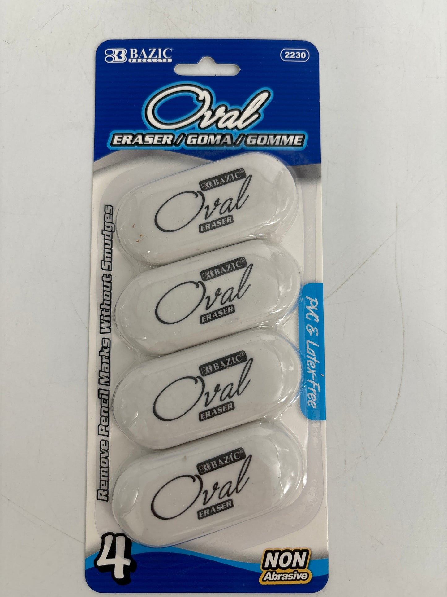 78050 Bazic Eraser 4pc Oval DSGN White (24pcs)