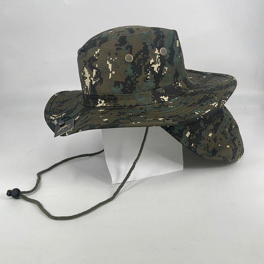 HPJ-4019  Summer Bucket Hat Net Flap Digital Green  (12pcs)