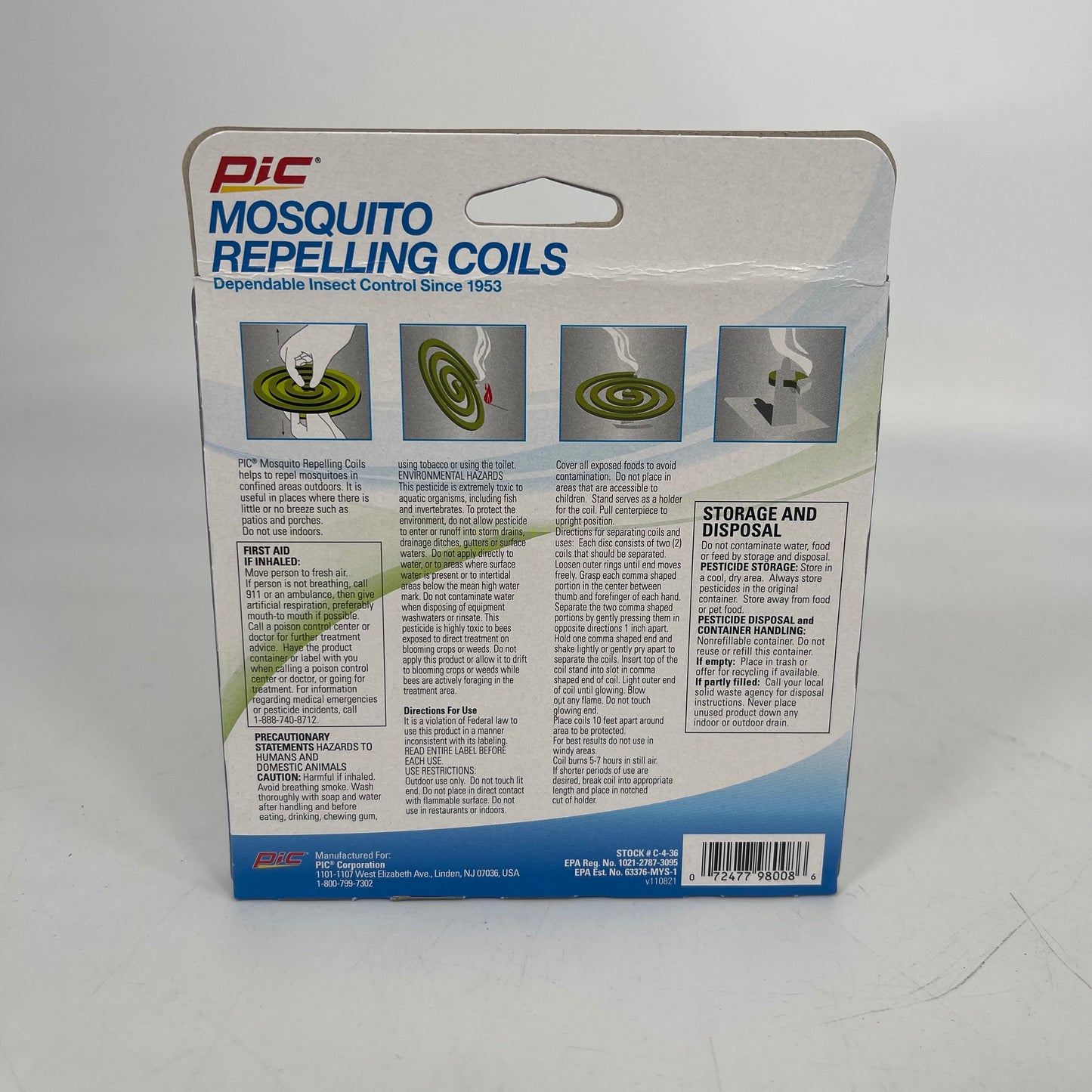 98009  PIC MOSQUITO COILS 4PK (12)