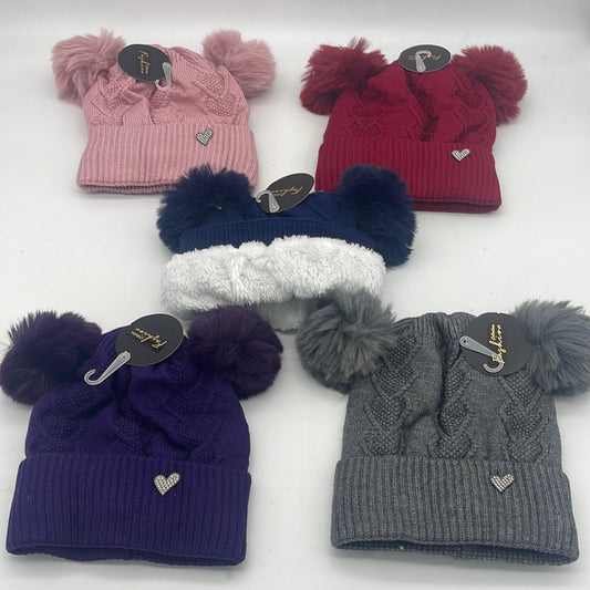 AHT1071Pompom beanie (12PCS) (10DZ/CS) CHECKED