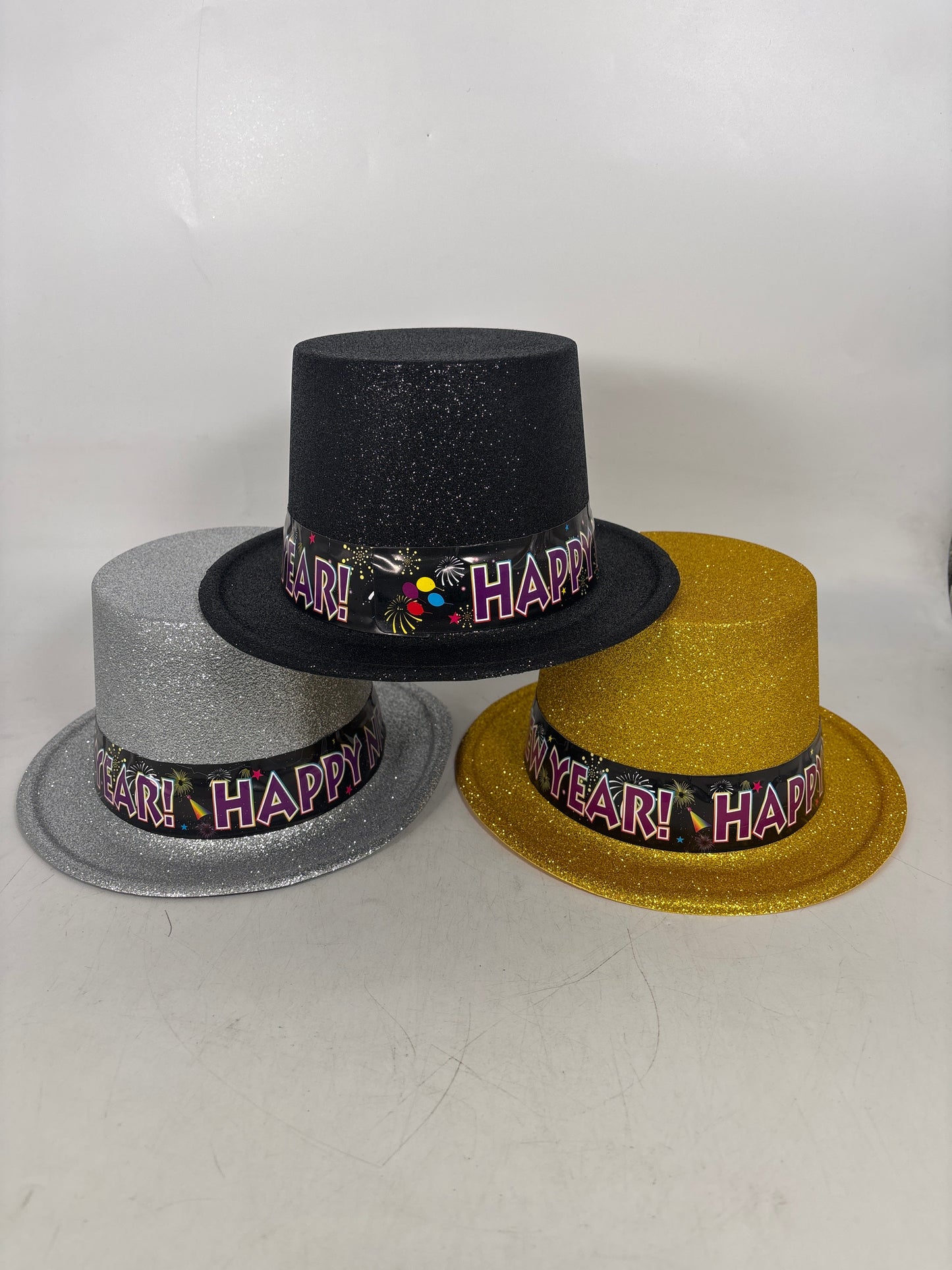 XL-37057 Hat Glitter w/Band (Blk/Slvr/Gld) (48)