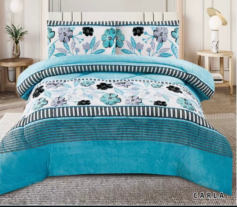 4515Q-PRINTED  BORREGO BLANKET QUEEN SIZE - CARLA  (7pcs)