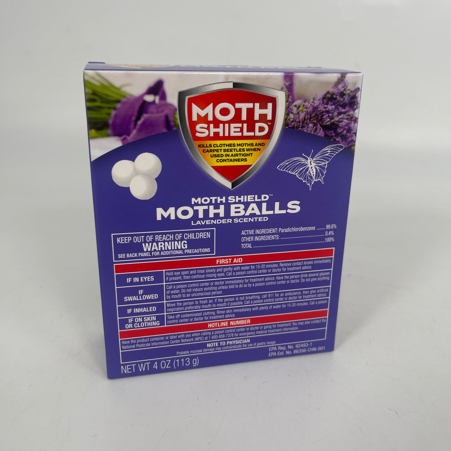 106972 MOTH SHIELD MOTH BALLS LAVENDER SCENT 4 OZ (24)