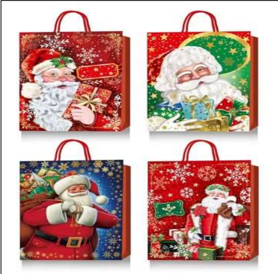 61656 XMAS GIFT BAG 4 DESIGNS 16.5X21X6 (12)