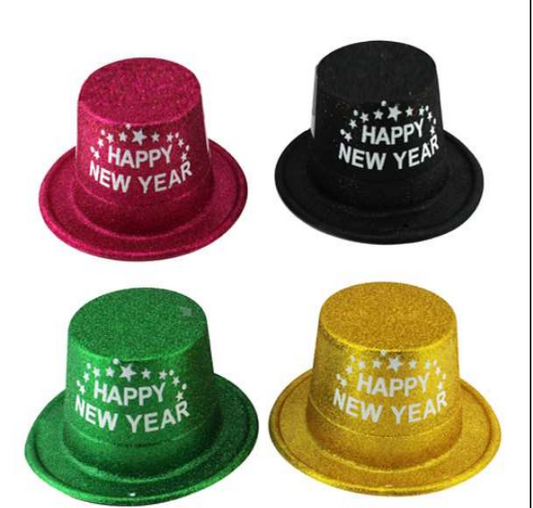 81962 HAPPY NEW YEAR HAT W/GLITTER 28.5*24.5*12CM (12)