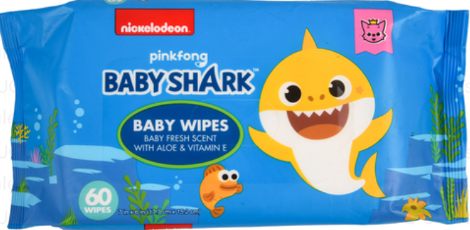 116364 BABY SHARK WIPES FRESH SCENT ALOE VERA 60 CT (24)