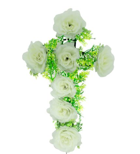 44776 AF ROSE CREAM COLOR 7PCS ON THE CROSS 19X8 (24/CS)