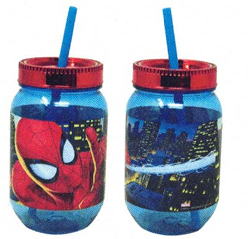 SPIDCJ Spiderman 18.5oz PS Canning Jar with straw (24/CS)