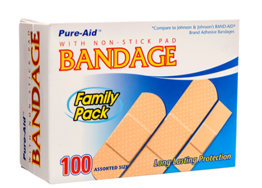 #0021 PURE-AID ASSORTED BANDAGE 100CT  (48/CS)