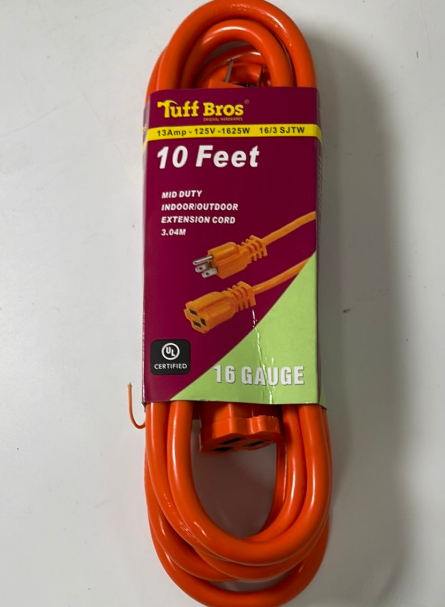 3425 OUTDOOR EXTENSION CORD 10 FEET ORANGE (12/PK)