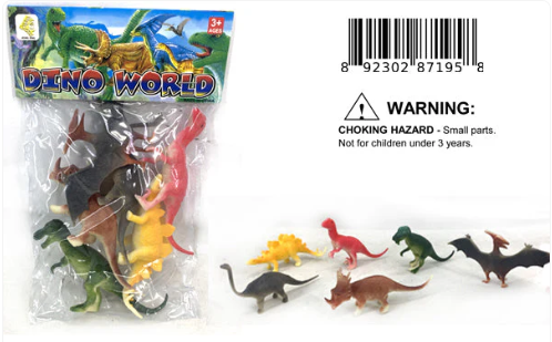 287195 5.5X7"MIX ASST DINOSAUR FIGURES (192/CS)