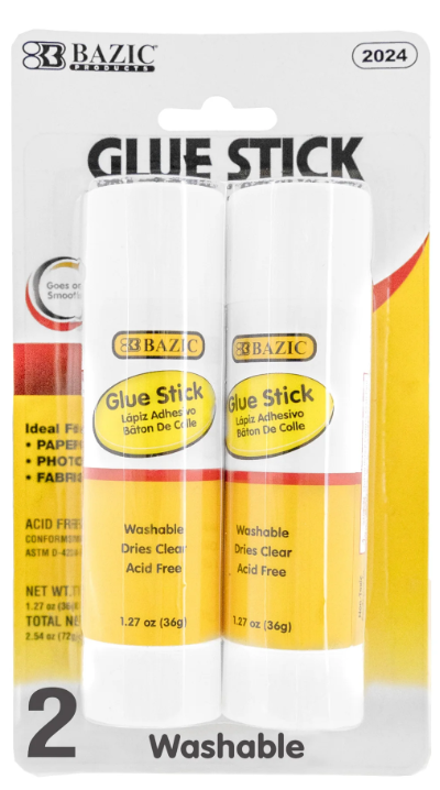 2024 BAZIC 1.27 oz (36g) Glue Stick 2/Pack (24/PK)