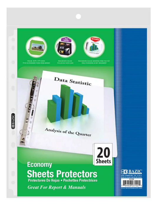 3102 BAZIC Economy Weight Top Loading Sheet Protectors 20/Pack (36/PK)