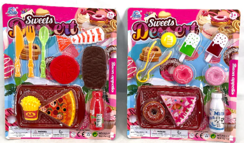 364966 8.3X10.4"SWEETS DESSERT FOOD PLAY SET (192/CS)