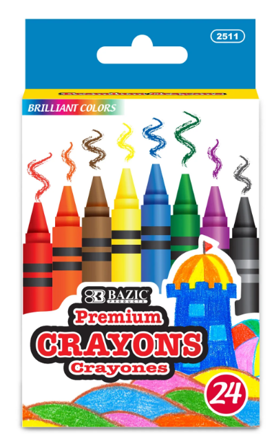 2511 BAZIC 24 Color Premium Crayons (24/PK)