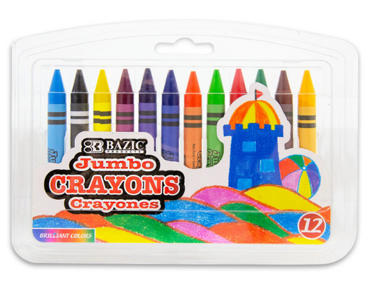 2519 BAZIC 12 Color Premium Jumbo Crayons (24/PK)