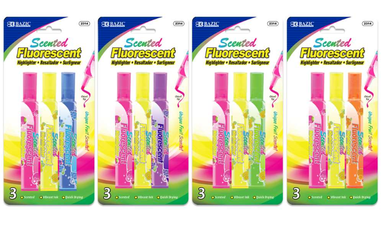 2314 BAZIC Fruit Scented Highlighters (3/Pack) (24 PK)