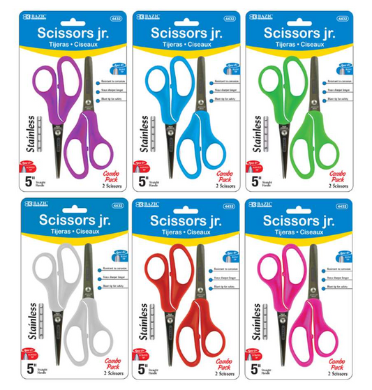 4432 BAZIC 5" Blunt & Pointed Tip School Scissors (2/Pack) (24	PK)