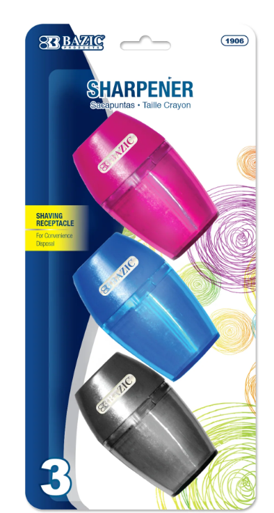 1906 BAZIC Axel Sharpener w/ Receptacle (3/Pack) (24 PK)