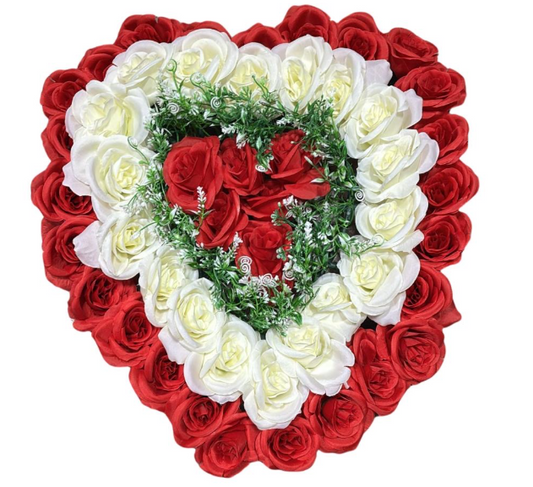 53584 AF ROSE WREATH 49 HEADS RED AND WHITE 20INCH (1/PC)